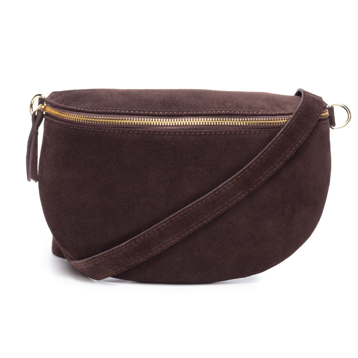 Elie Beaumont Suede Sling Bag - Chocolate Large