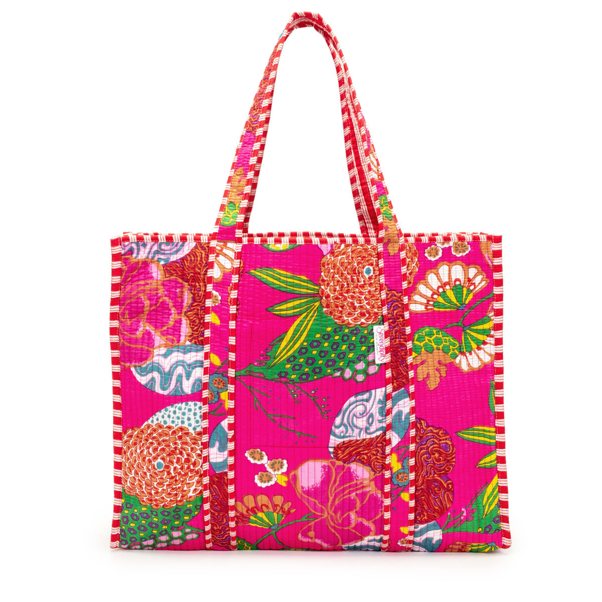 Elie Beaumont Serendipity Cotton Quilted Tote - Tropical Fuchsia
