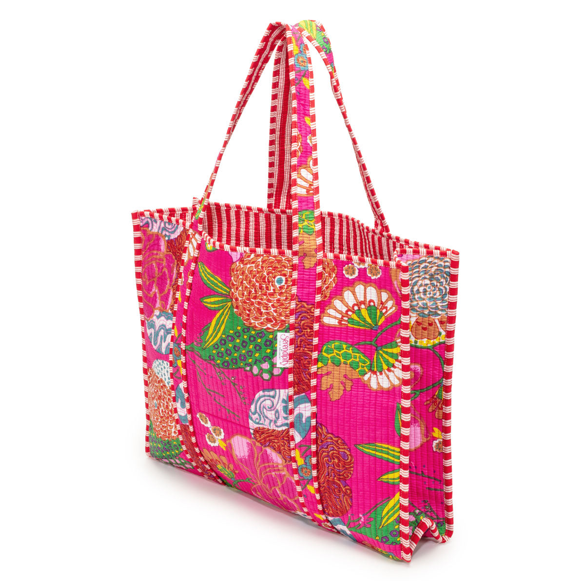 Elie Beaumont Serendipity Cotton Quilted Tote - Tropical Fuchsia