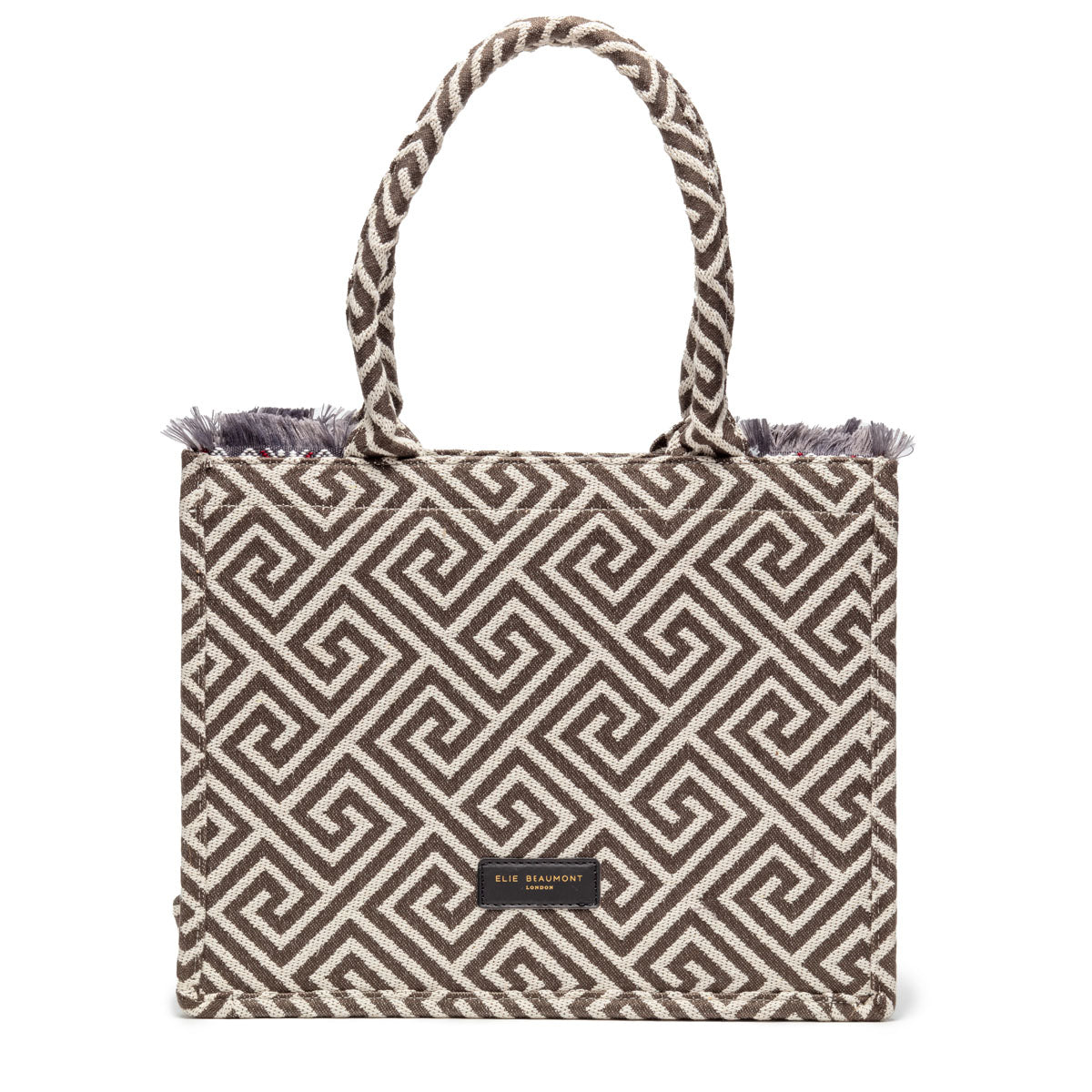 Elie Beaumont Fabric Tote - Grey Ivory Grecian