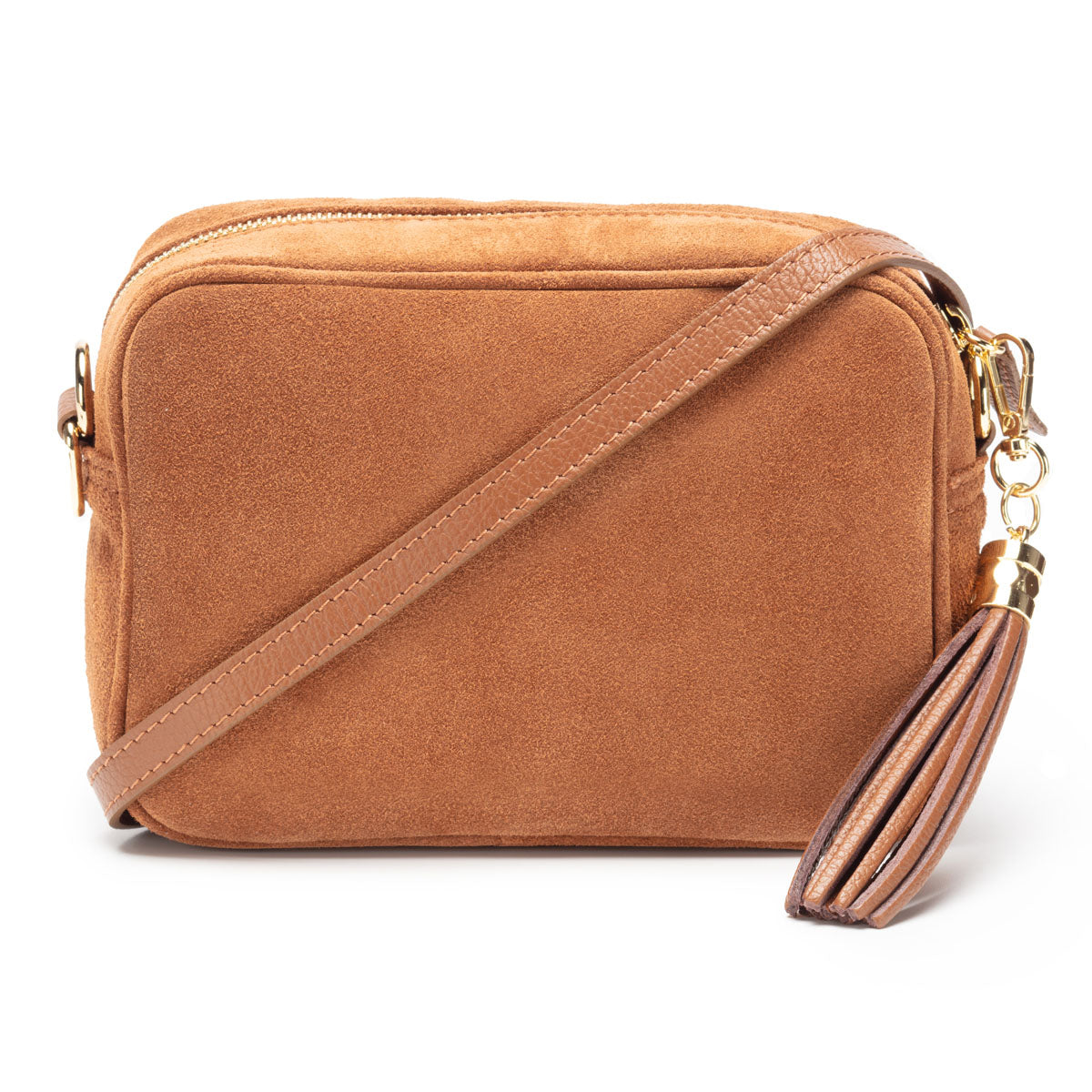 Elie Beaumont Crossbody Tassel Suede - Tan