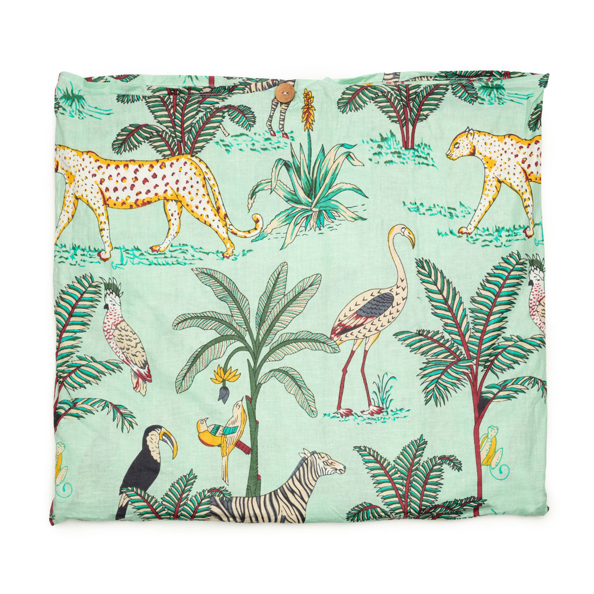 Elie Beaumont Serendipity Cotton Quilted Tote - Mint Jungle