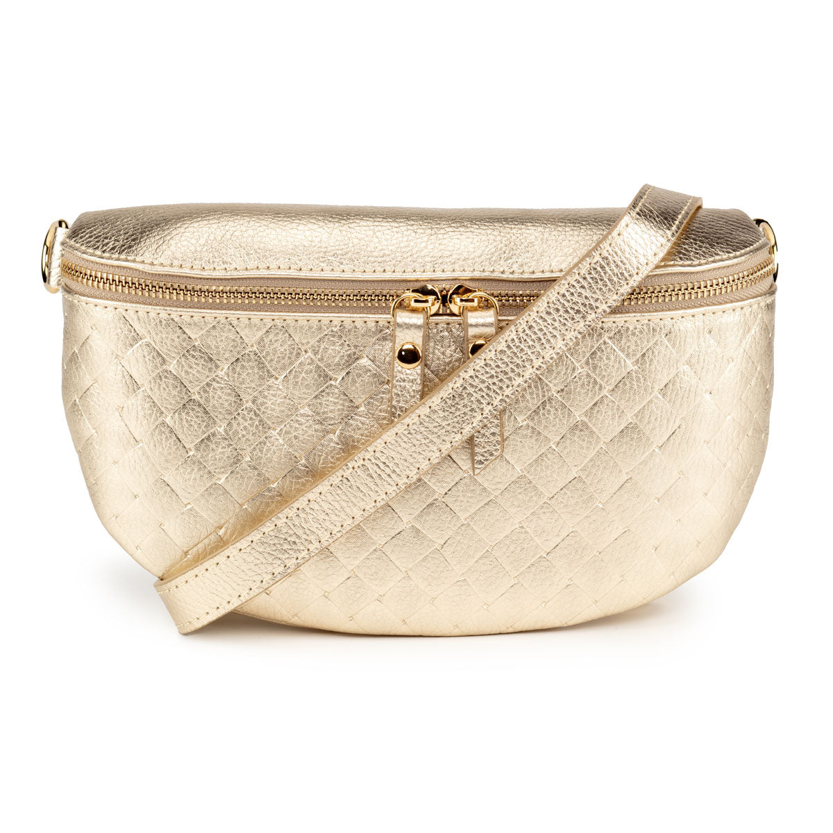 Elie Beaumont Woven Sling Bag Gold - Midi size