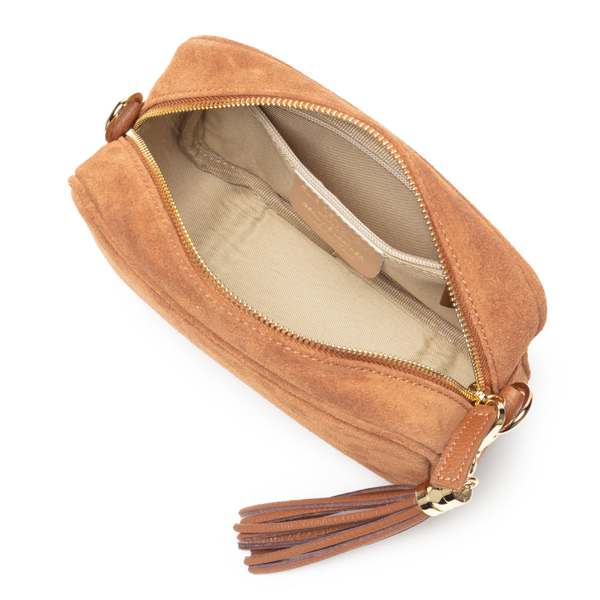 Elie Beaumont Crossbody Tassel Suede - Tan
