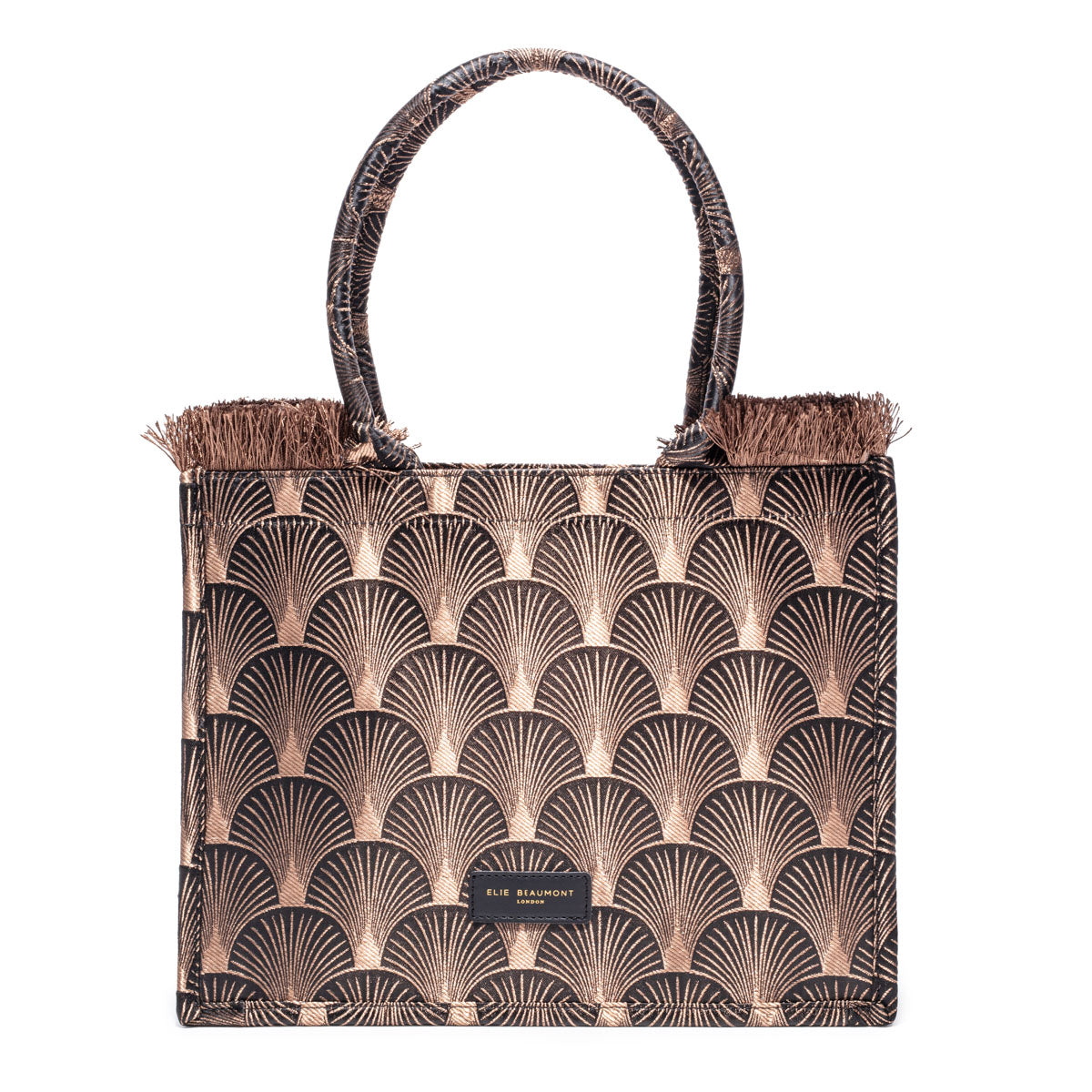 Elie Beaumont Fabric Tote - Black/Copper Fan