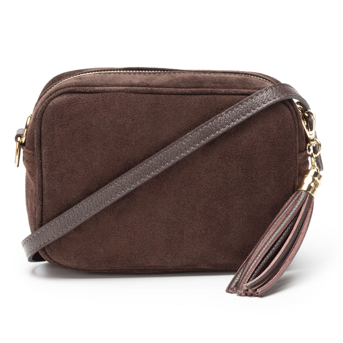 Elie Beaumont Crossbody Tassel Suede - Tan
