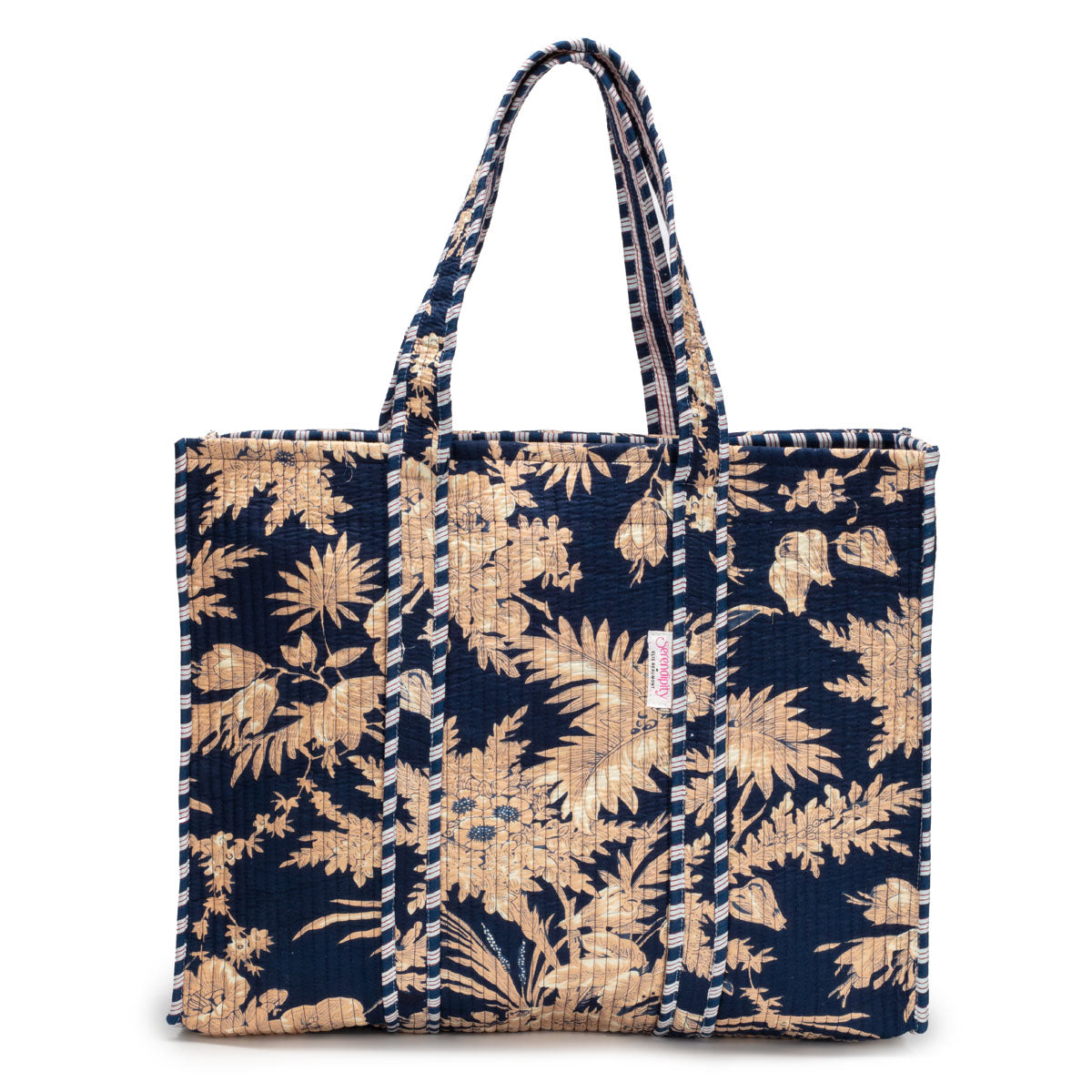 Elie Beaumont Serendipity Cotton Quilted Tote - Midnight Blossom