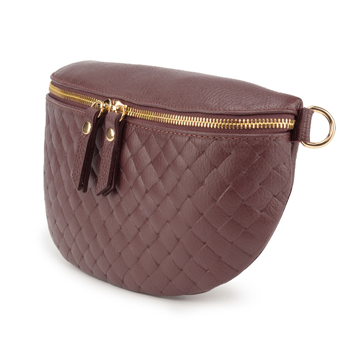 Elie Beaumont Woven Sling Bag Wine - Midi size