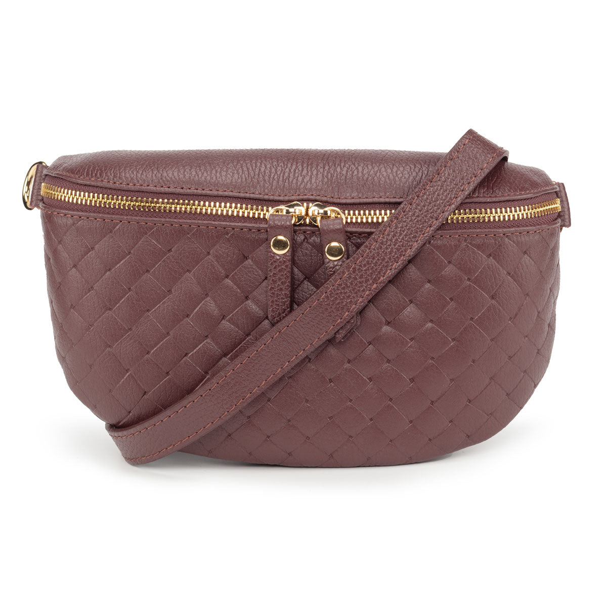 Elie Beaumont Woven Sling Bag Wine - Midi size