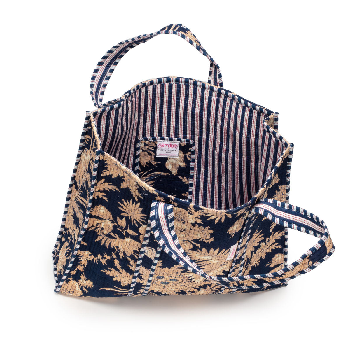 Elie Beaumont Serendipity Cotton Quilted Tote - Midnight Blossom