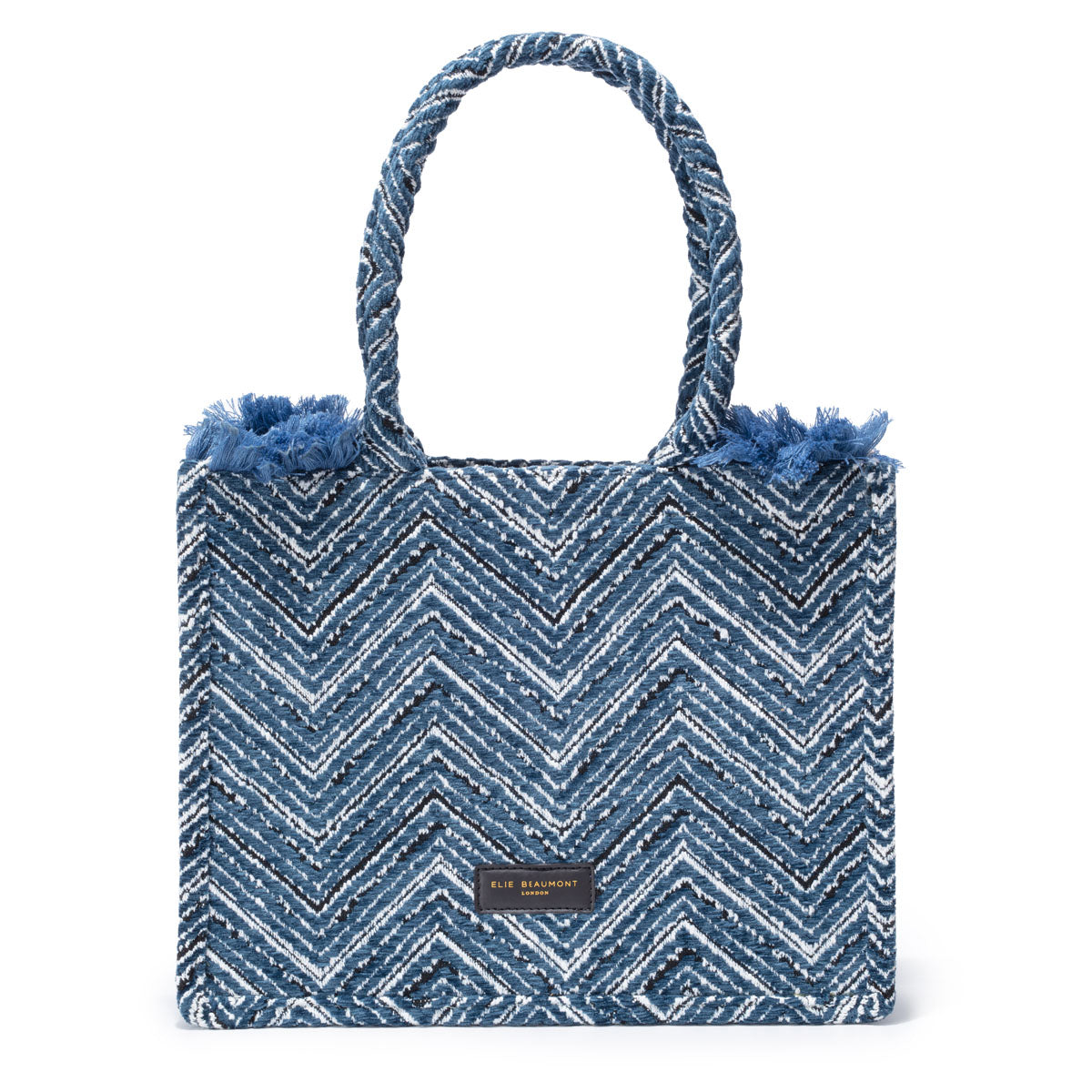 Elie Beaumont Fabric Tote - Velvet Teal Chevron