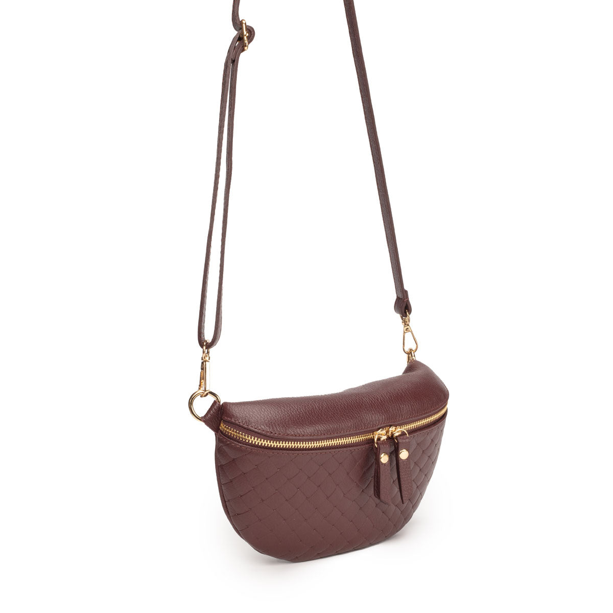 Elie Beaumont Woven Sling Bag Wine - Midi size