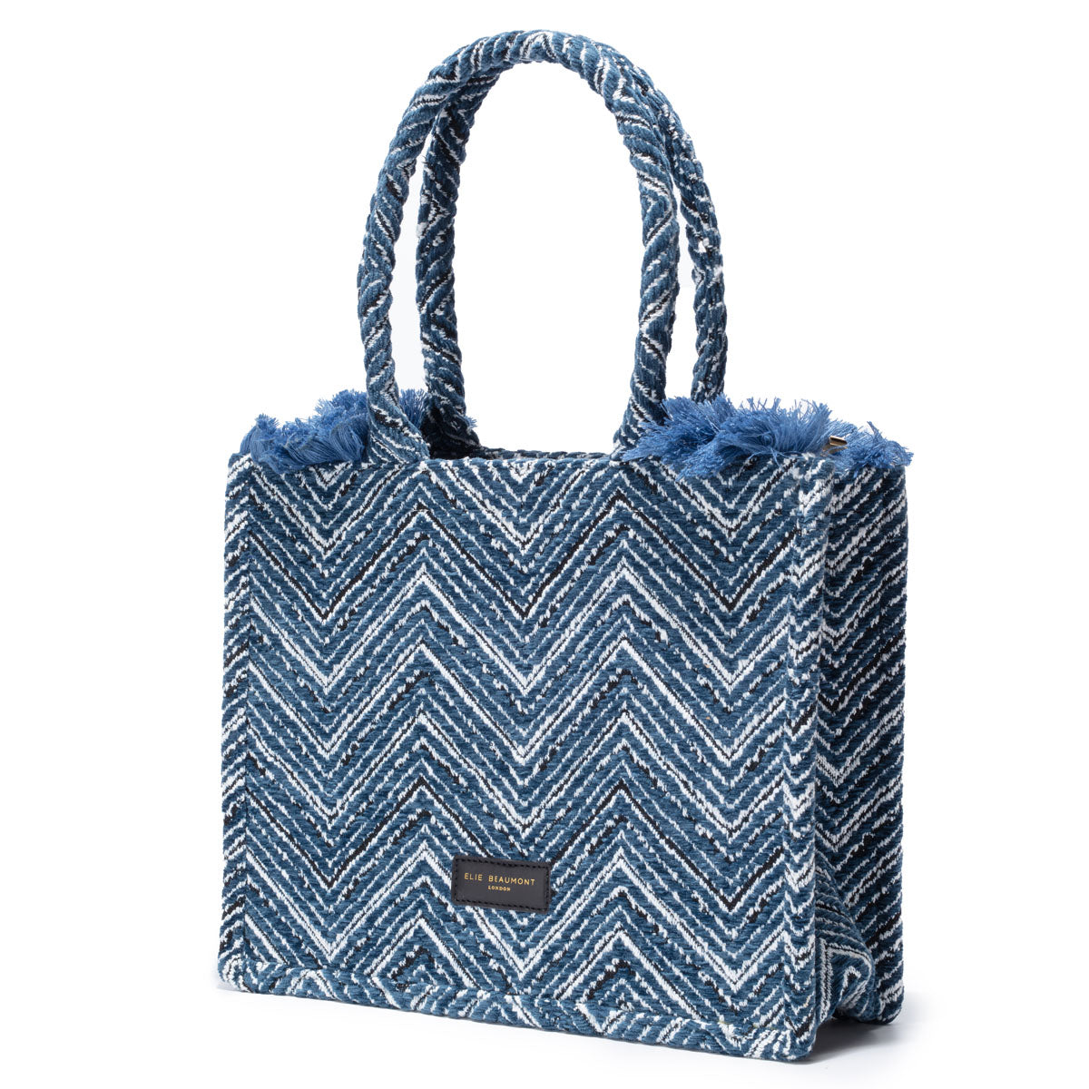 Elie Beaumont Fabric Tote - Velvet Teal Chevron