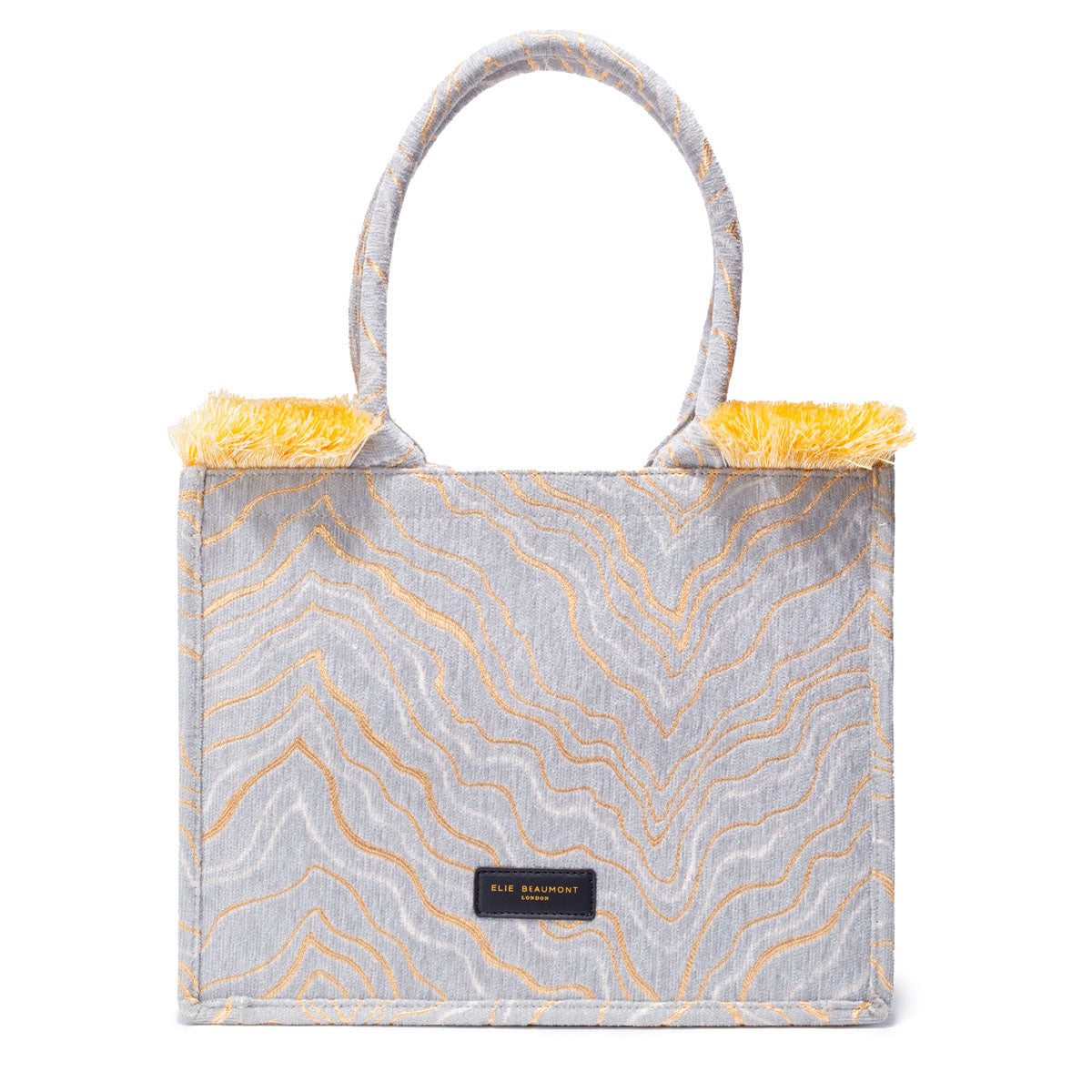 Elie Beaumont Fabric Tote - Velvet Lt Grey Gold