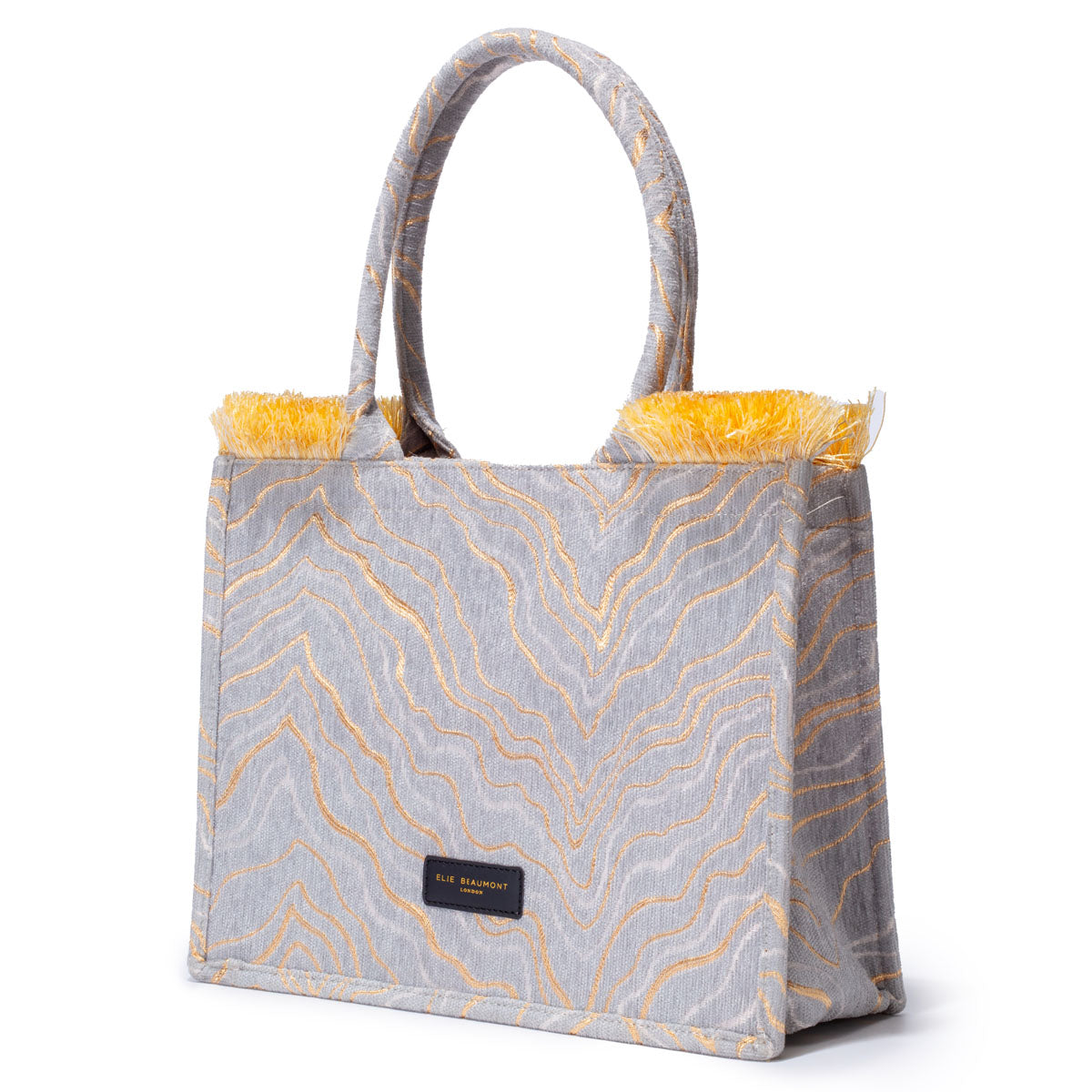 Elie Beaumont Fabric Tote - Velvet Lt Grey Gold