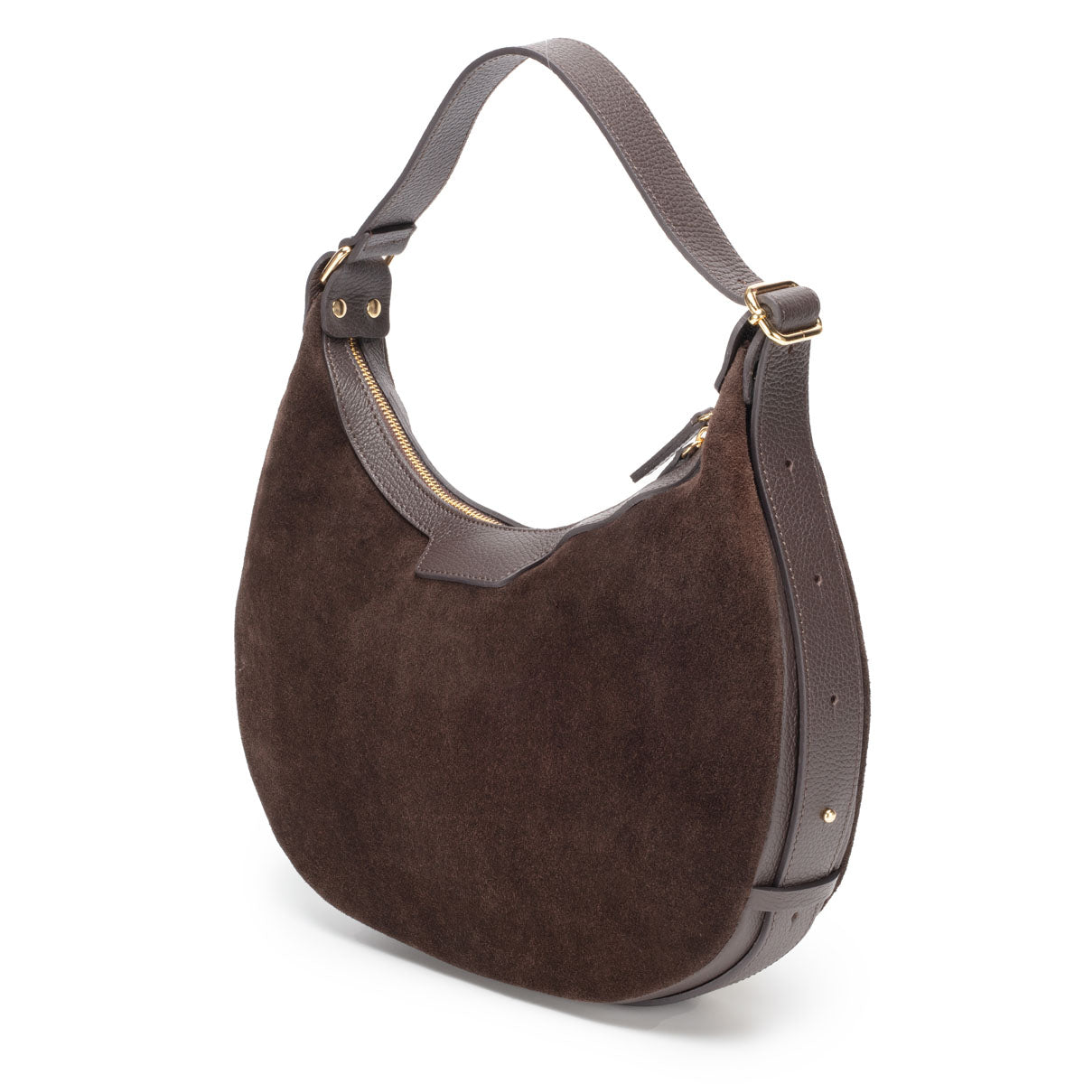 Elie Beaumont Crescent Suede Bag - Chocolate