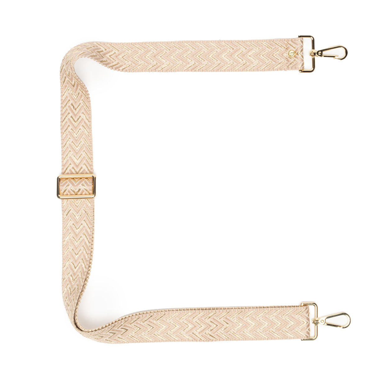Elie Beaumont Crossbody strap - Gold/Cream Chevron