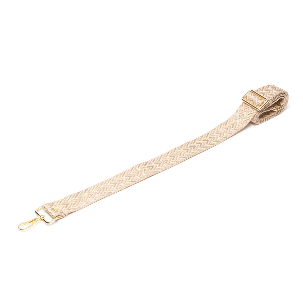 Elie Beaumont Crossbody strap - Gold/Cream Chevron