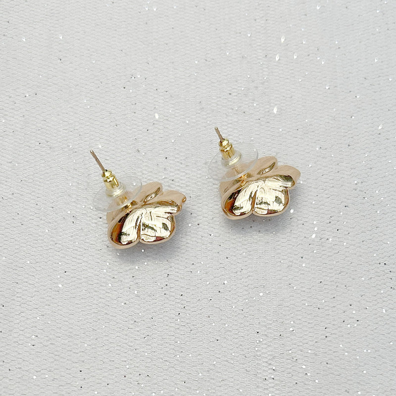 QueenMee Floral Earrings Large Stud Earrings White Gold Earrings