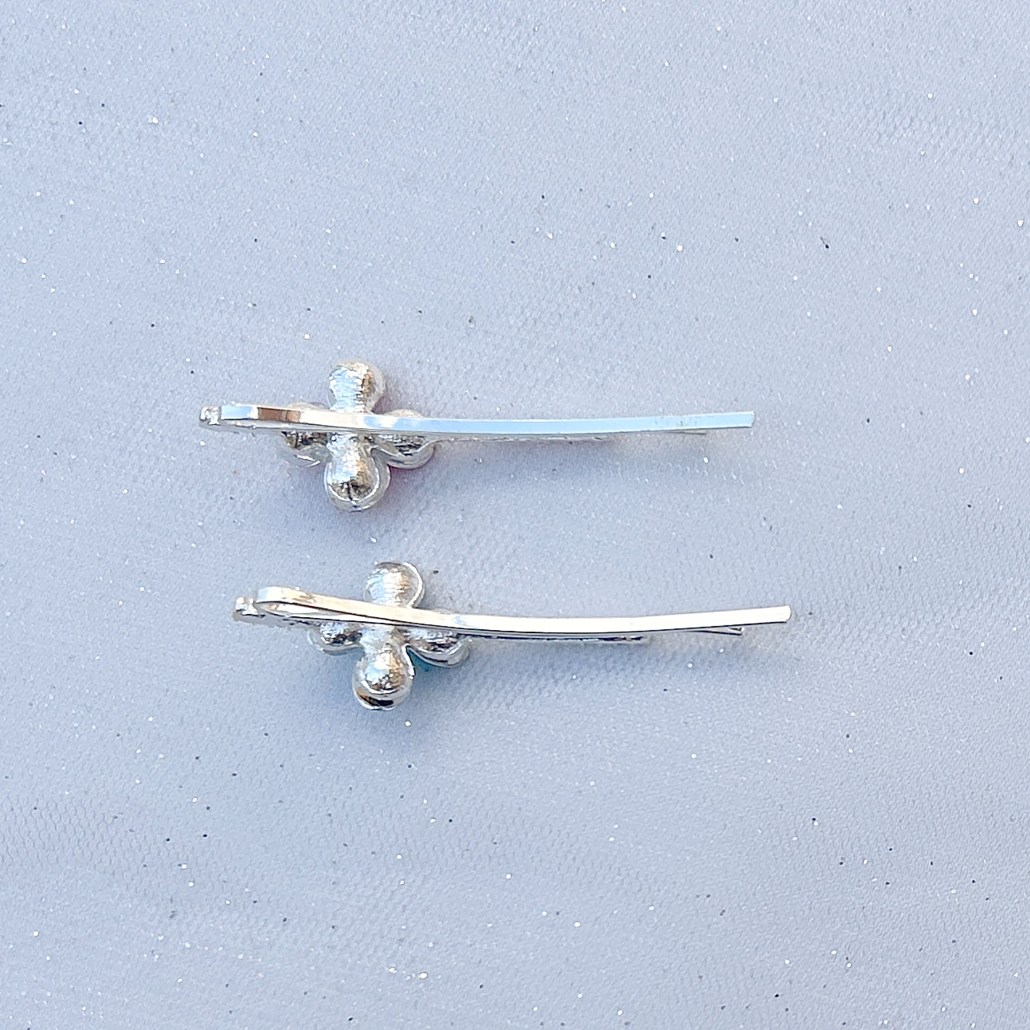 QueenMee Flower Hair Grips Flower Hair Slides Teal Sparkly Hair Grips Set of 2