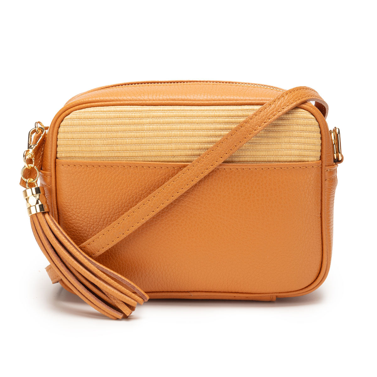 Elie Beaumont Raffia Crossbody - Camel