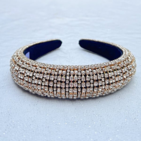 QueenMee Gold Headband with Diamante Statement Headband