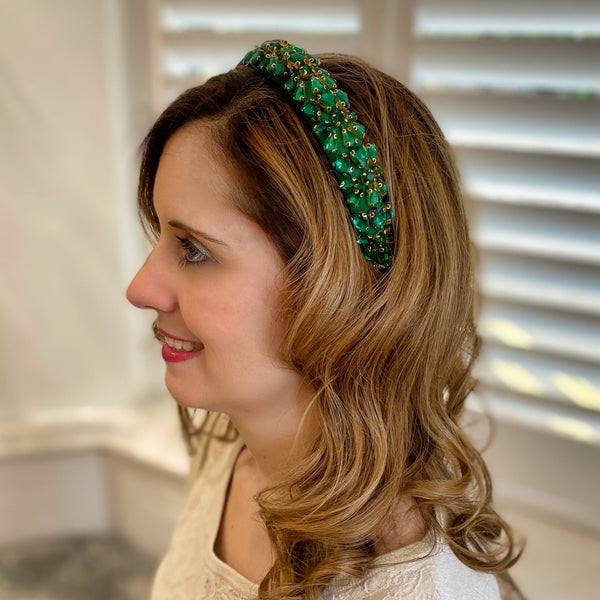 QueenMee Green Jewelled Headpiece Crystal Headband