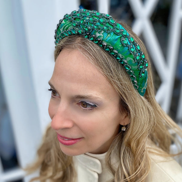 QueenMee Green Headpiece Wedding Headband Races Headpiece Crystal