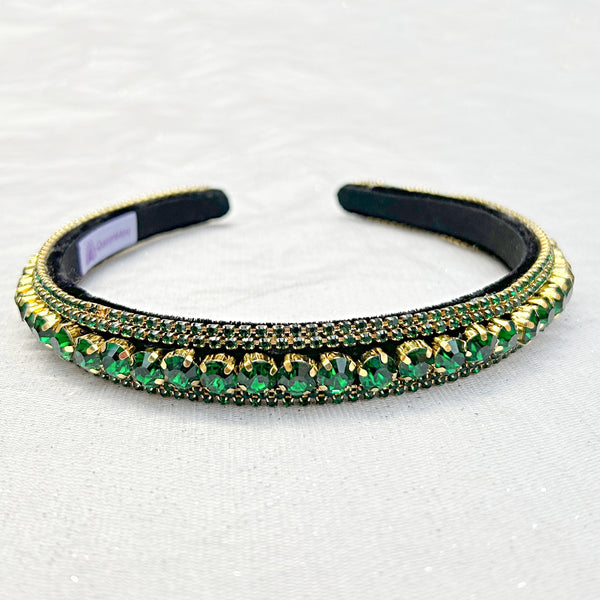 QueenMee Green Sparkly Headband Green Slim Hair Band Crystal