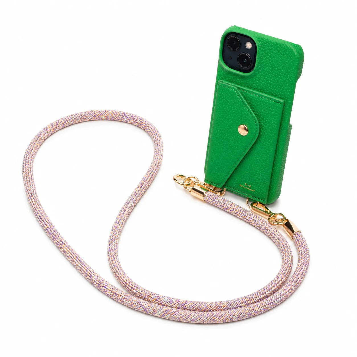 Elie Beaumont Genuine Leather iPhone Case - Jade - Distressed Multi Lanyard