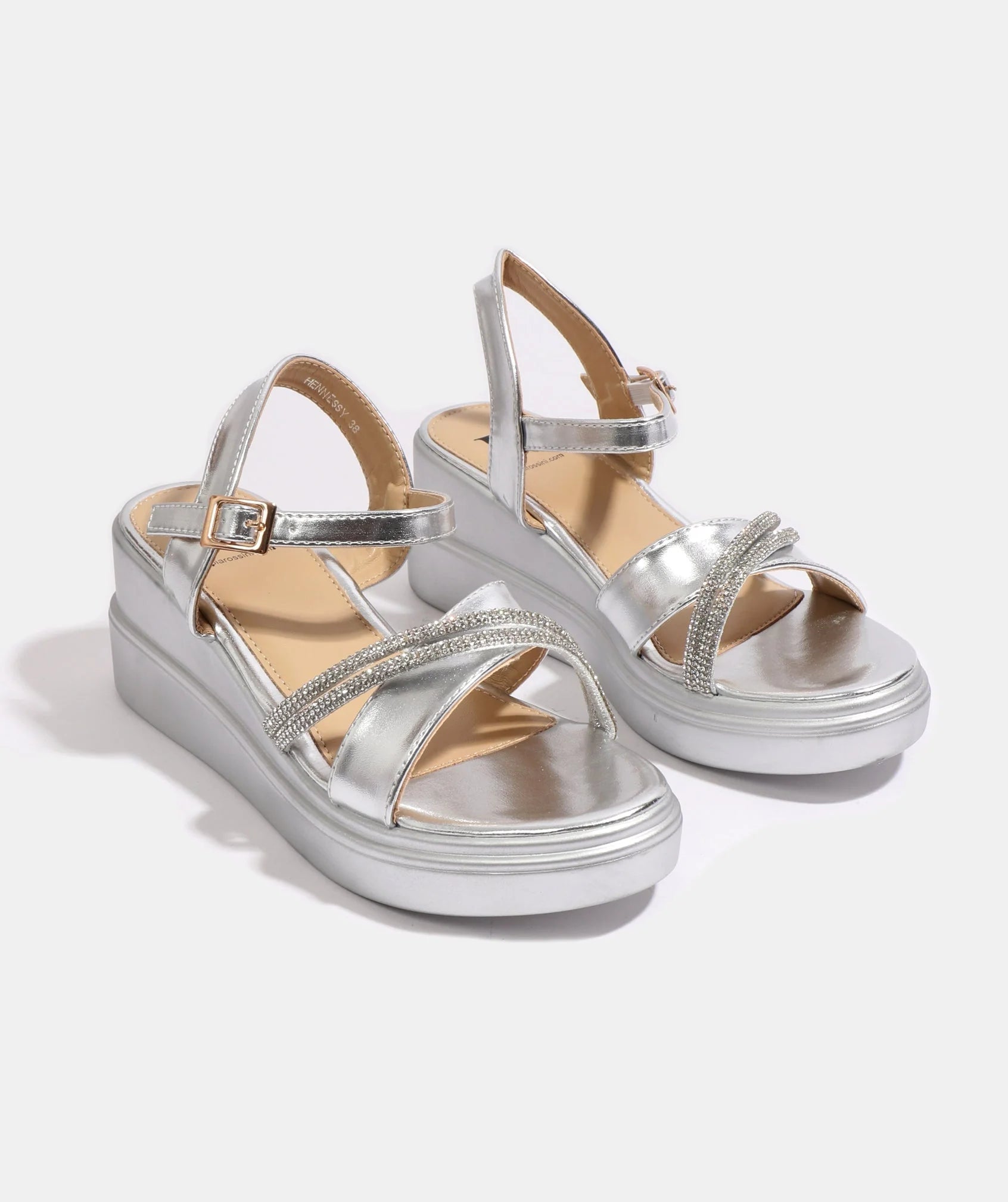 Hennessy - Embellished Wedge Sandal with Adjustable Straps