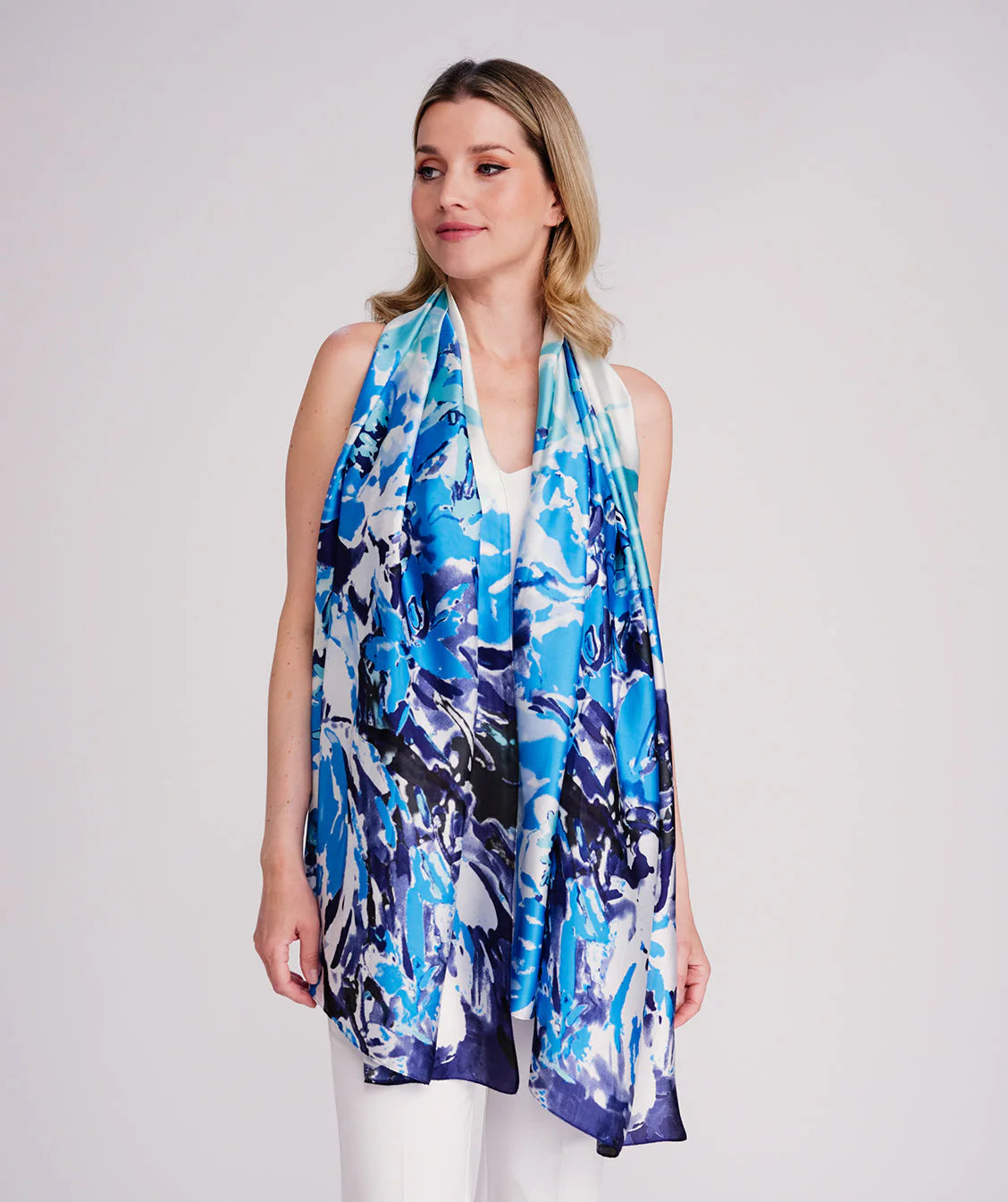 Iris - Abstract Floral Satin Scarf