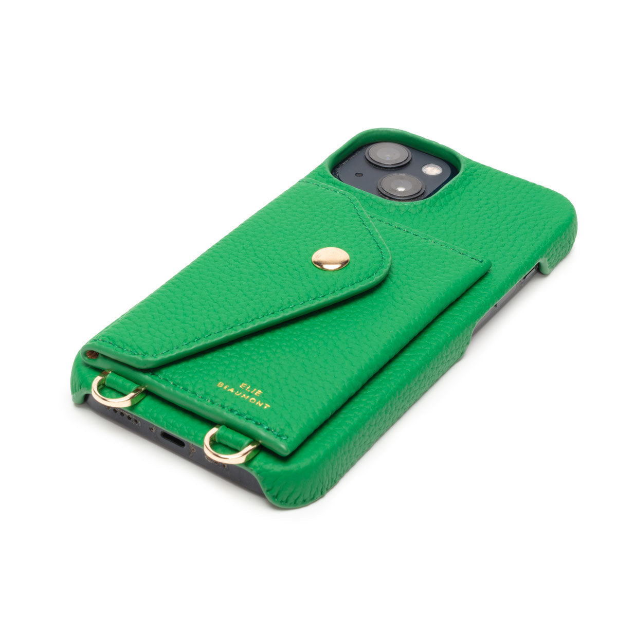 Elie Beaumont Genuine Leather iPhone Case - Jade - Harlequin Lanyard