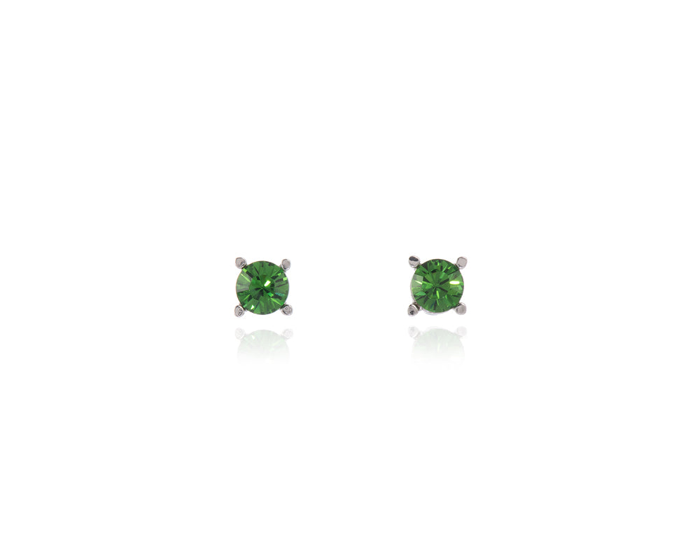 Cachet London Laine 6mm Emerald Silver Earrings