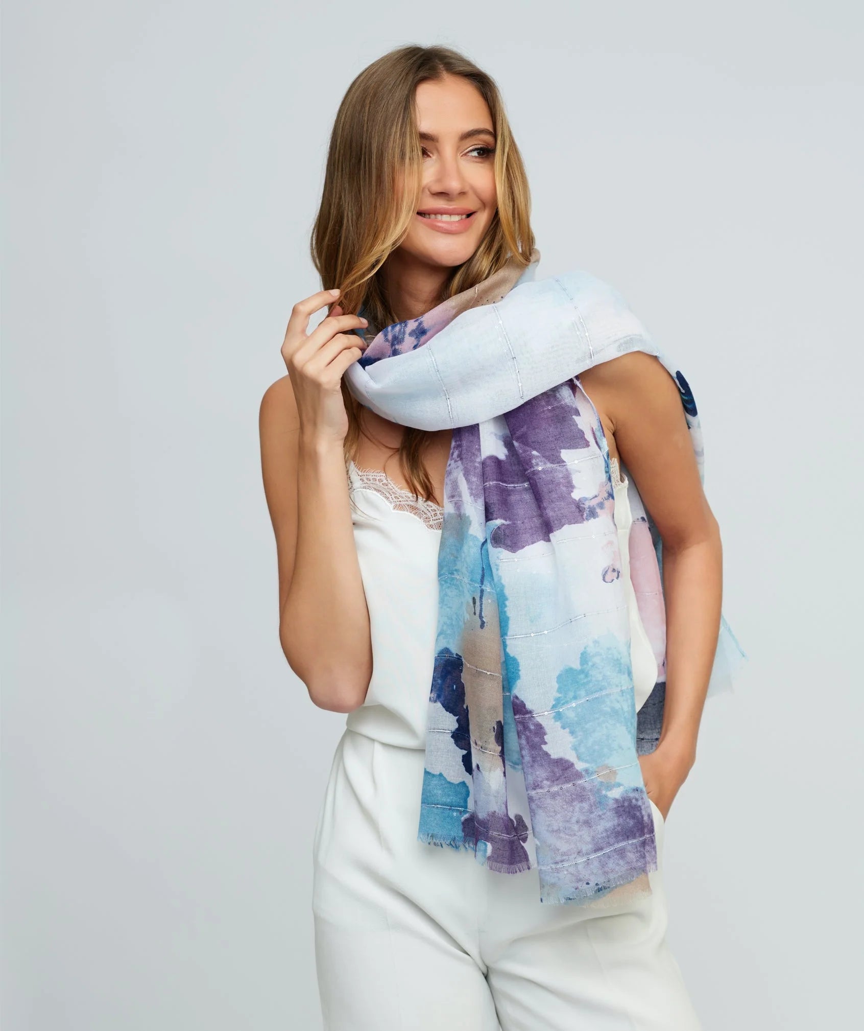 Lilia - Watercolour Print Scarf