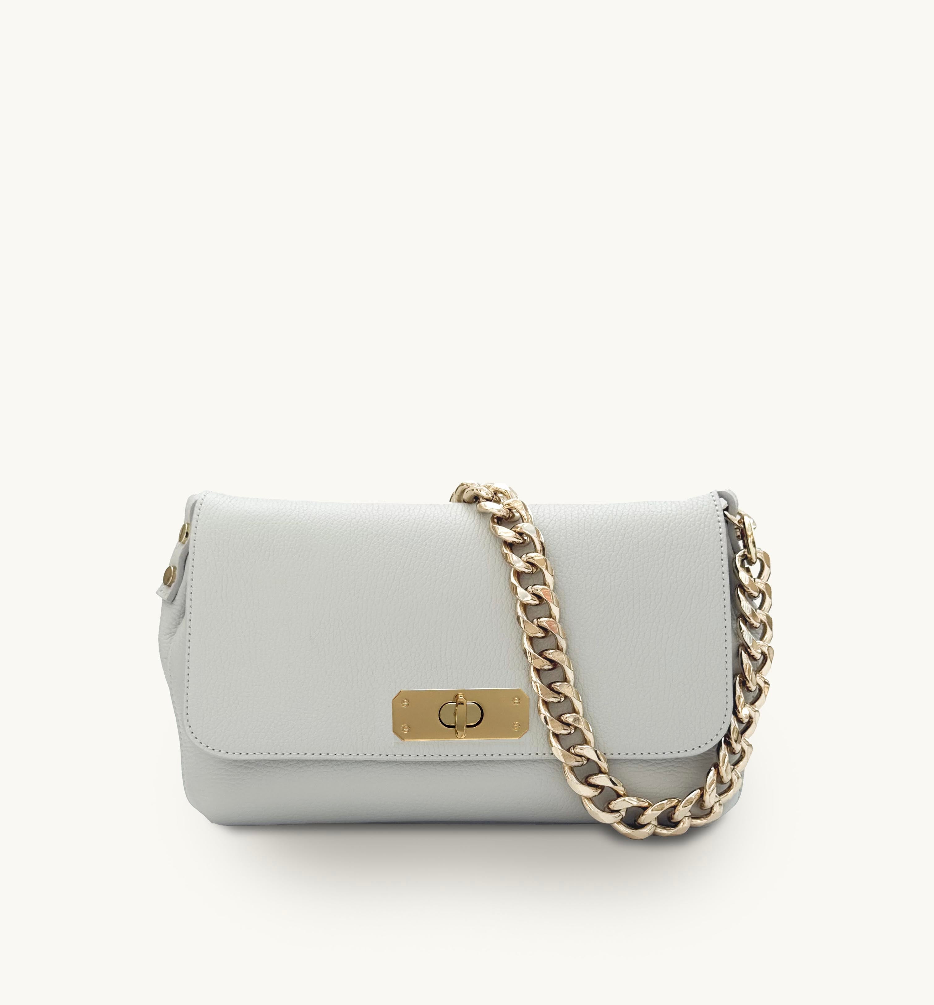 Apatchy London The Maisie Maxi Pale Grey Leather Bag