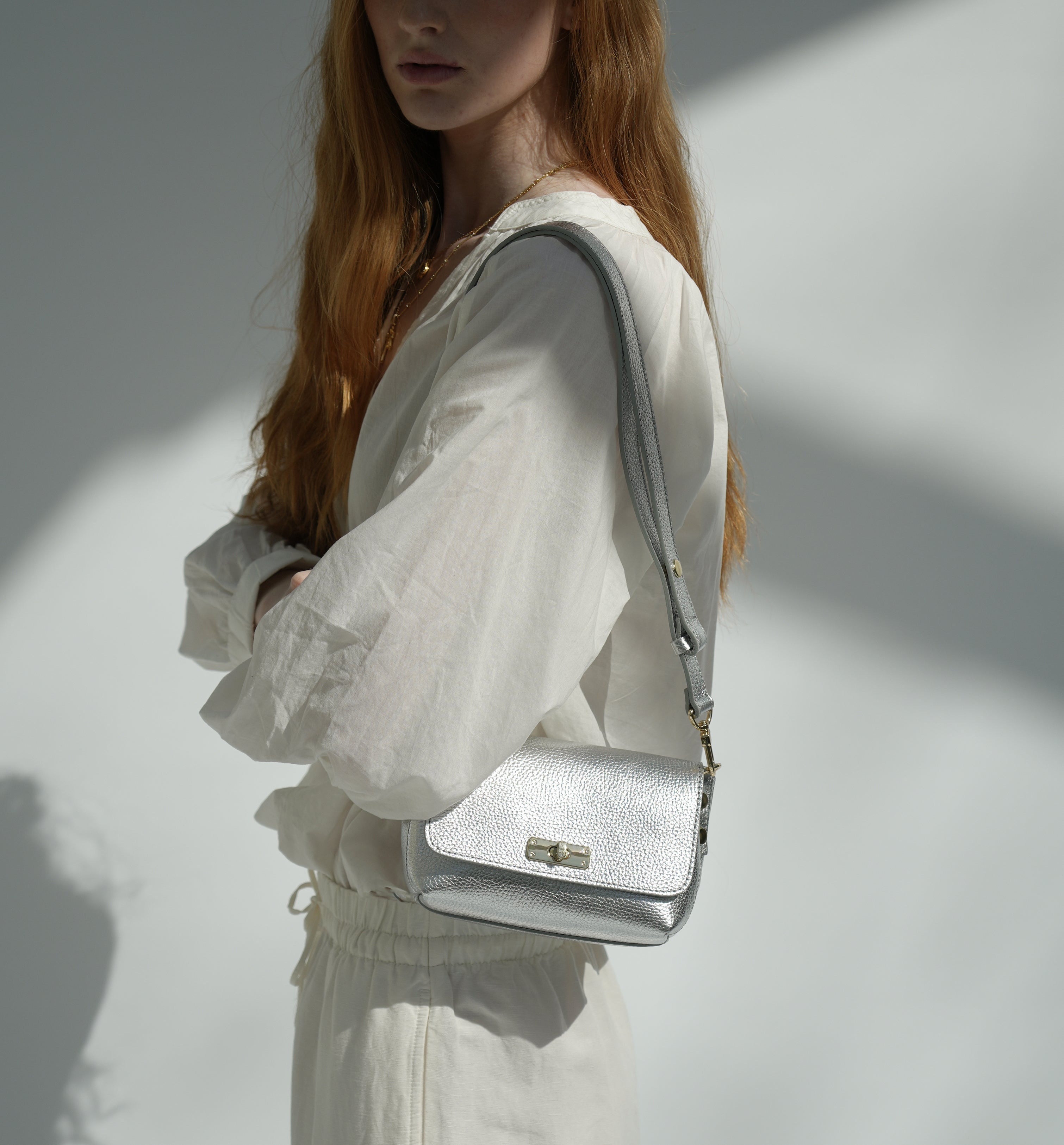 Apatchy London The Maisie Silver Leather Bag