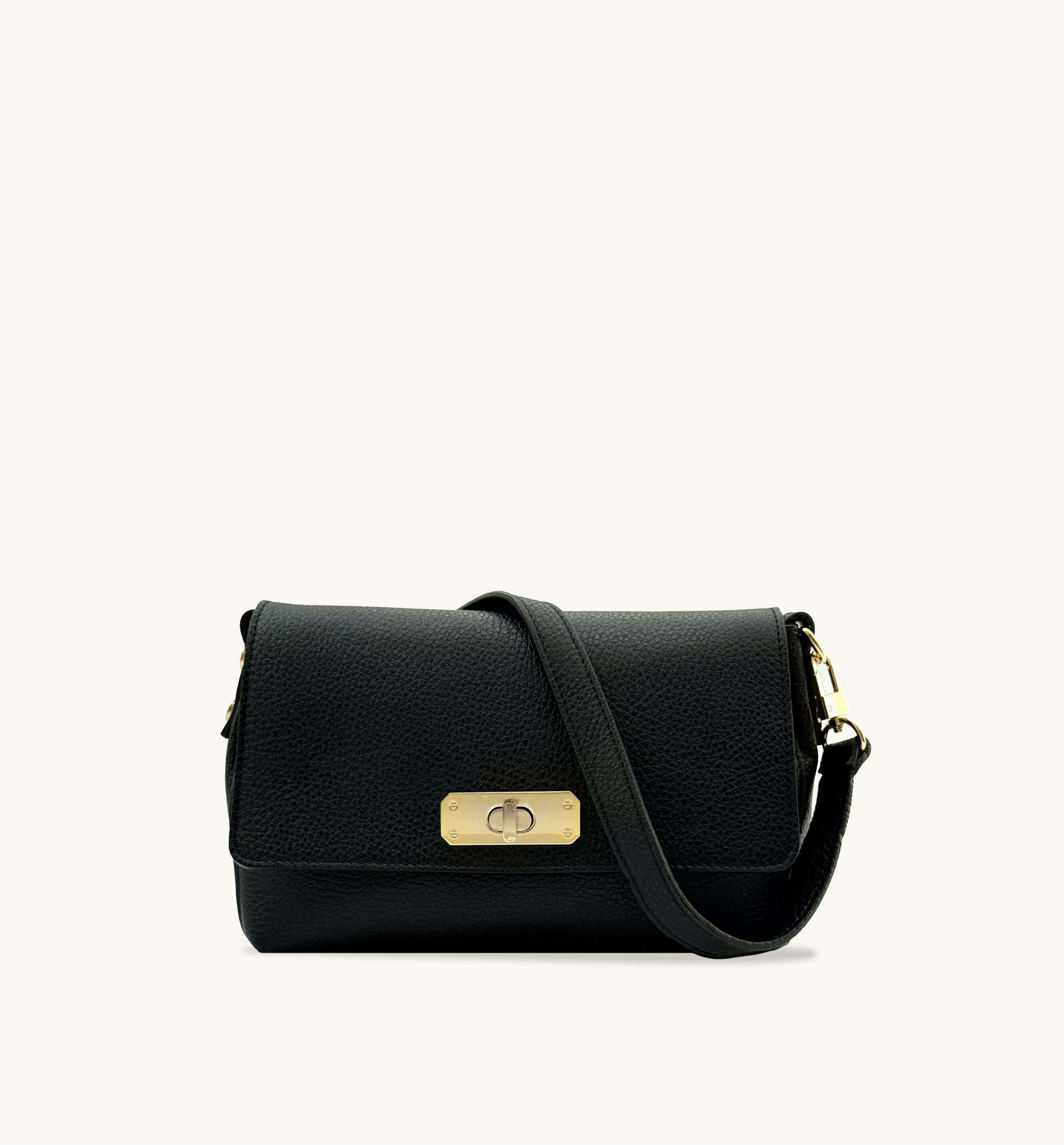 Apatchy London The Maisie Midi Black Leather Bag