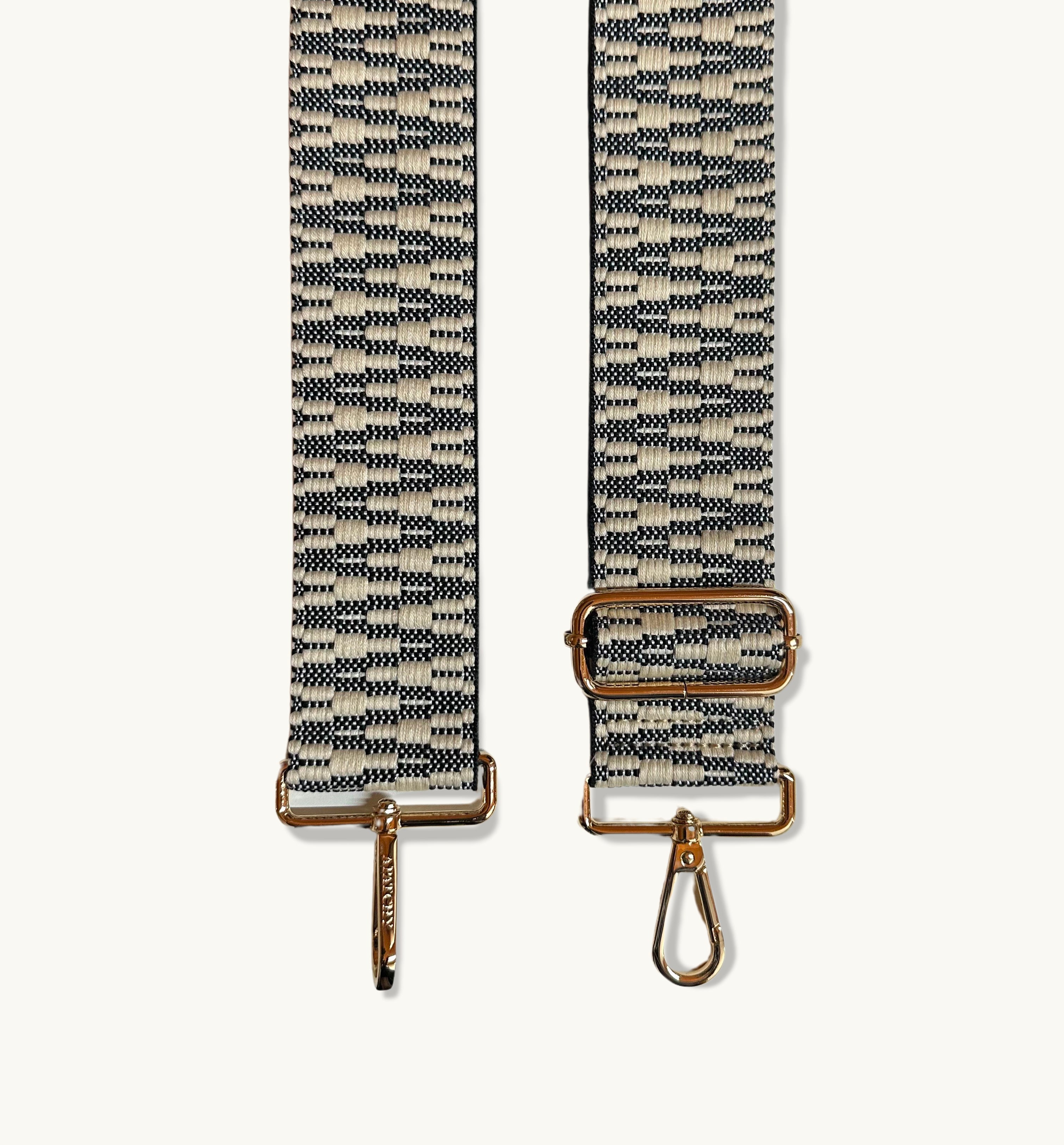 Apatchy London The Tassel Dark Grey Leather Crossbody Bag With Midnight Zigzag Strap