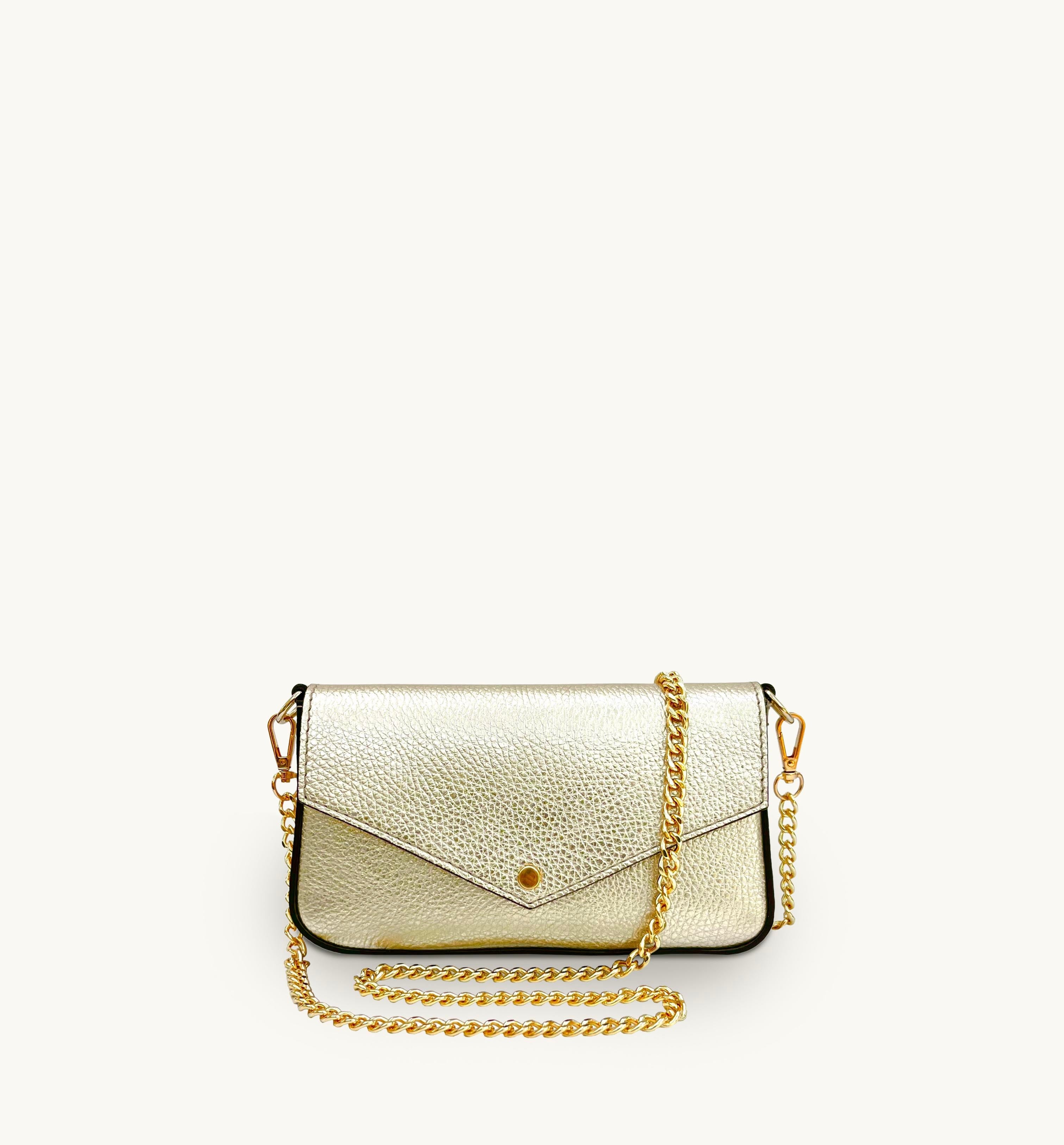 Apatchy London The Munro Gold Leather Shoulder Bag
