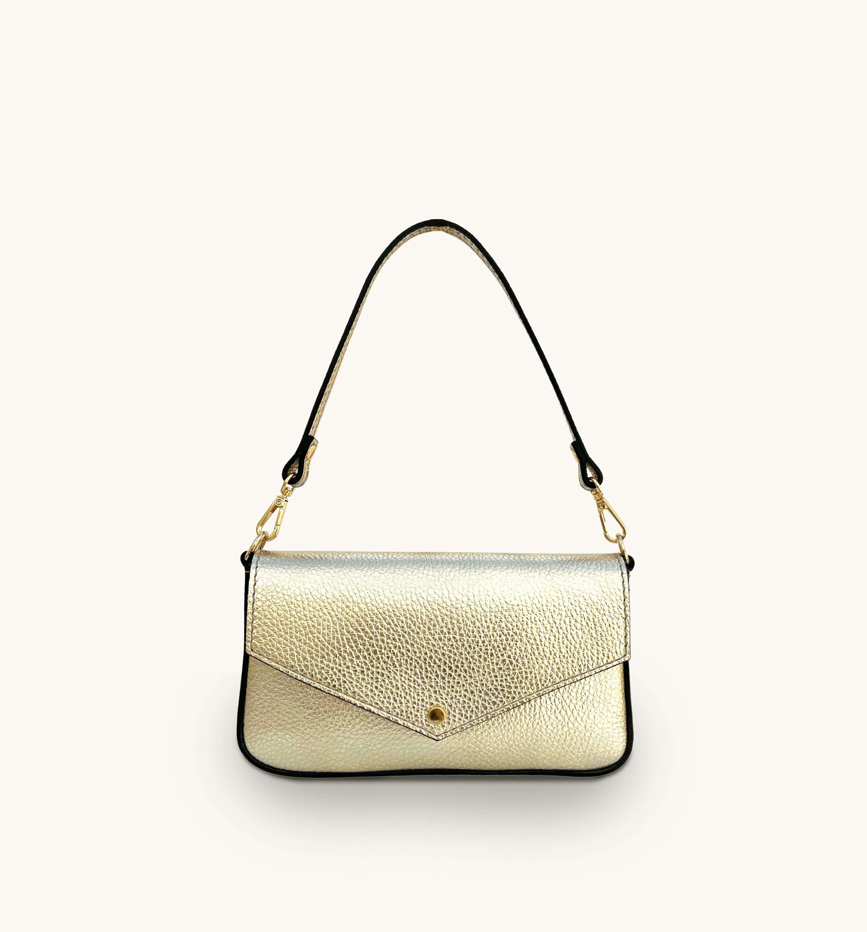 Apatchy London The Munro Gold Leather Shoulder Bag