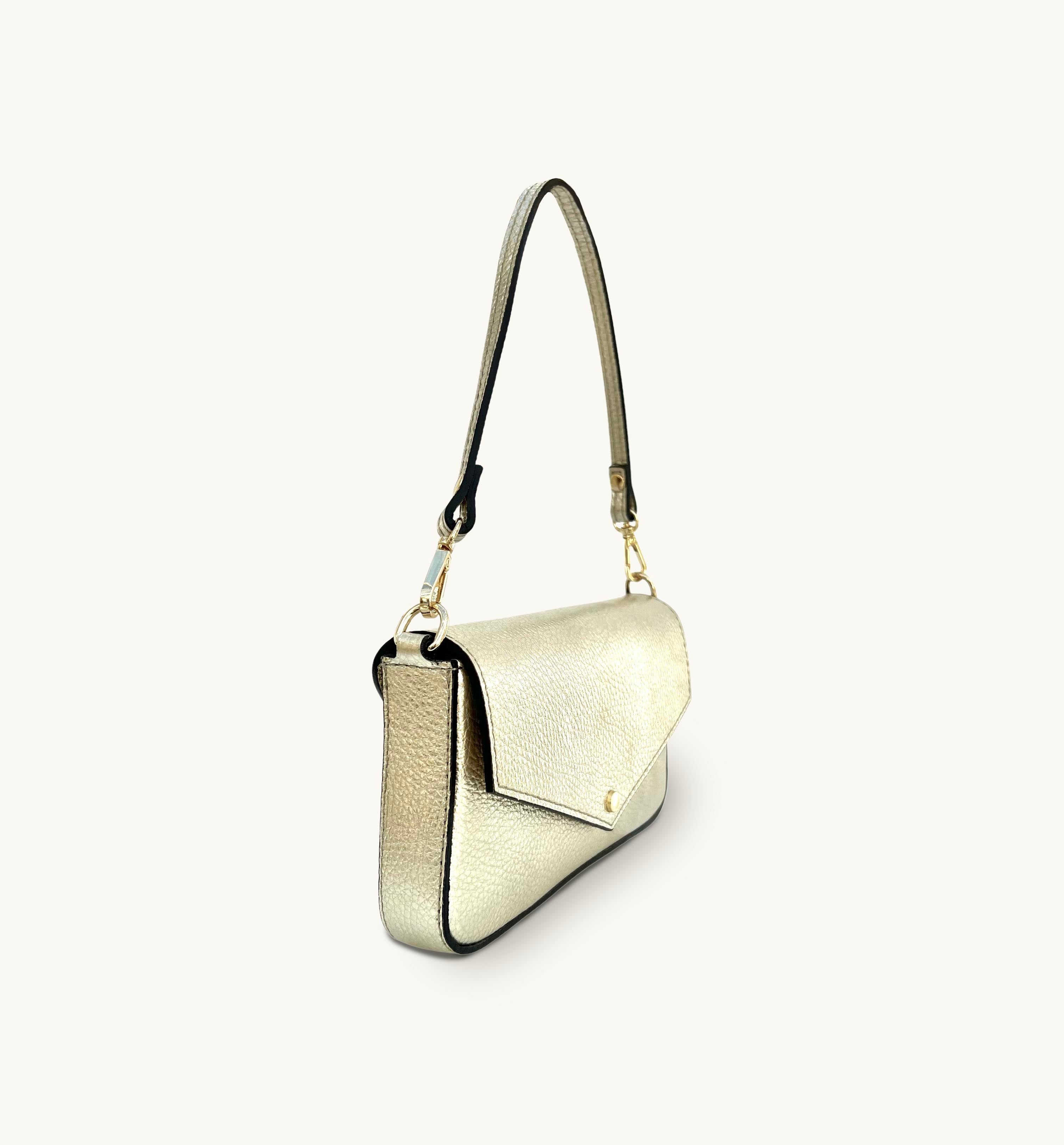 Apatchy London The Munro Gold Leather Shoulder Bag