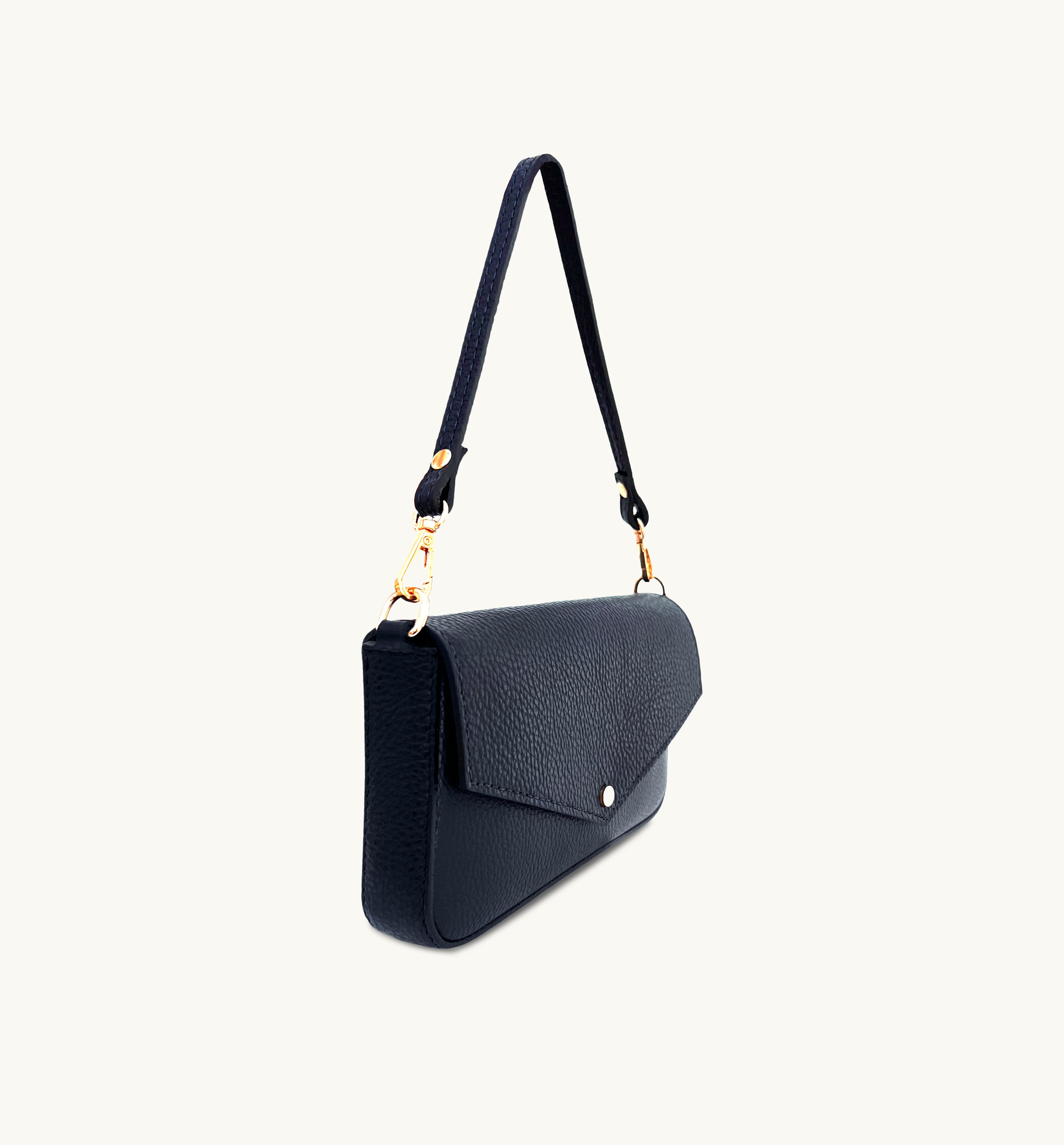Apatchy London The Munro Navy Leather Shoulder Bag