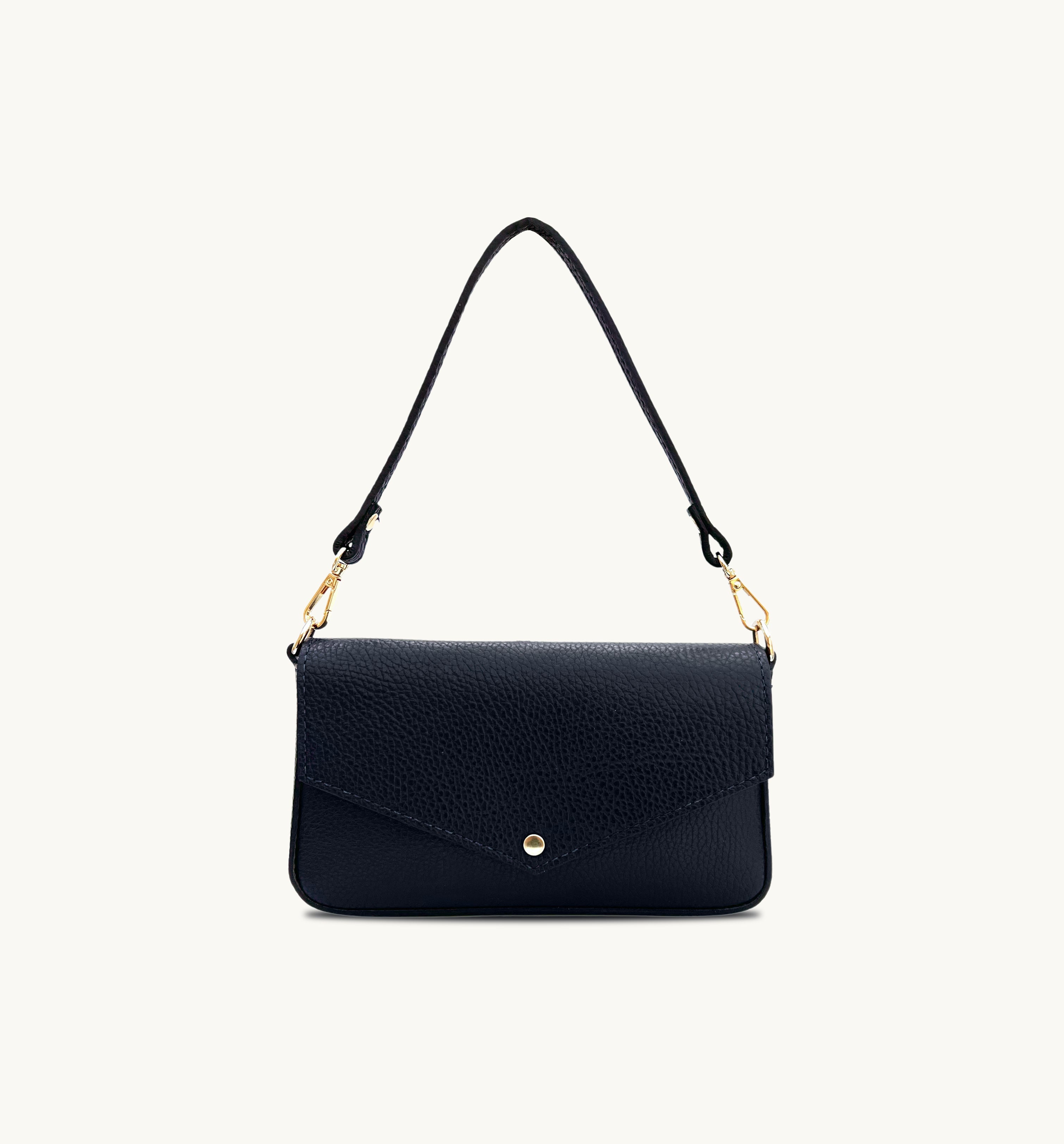 Apatchy London The Munro Navy Leather Shoulder Bag