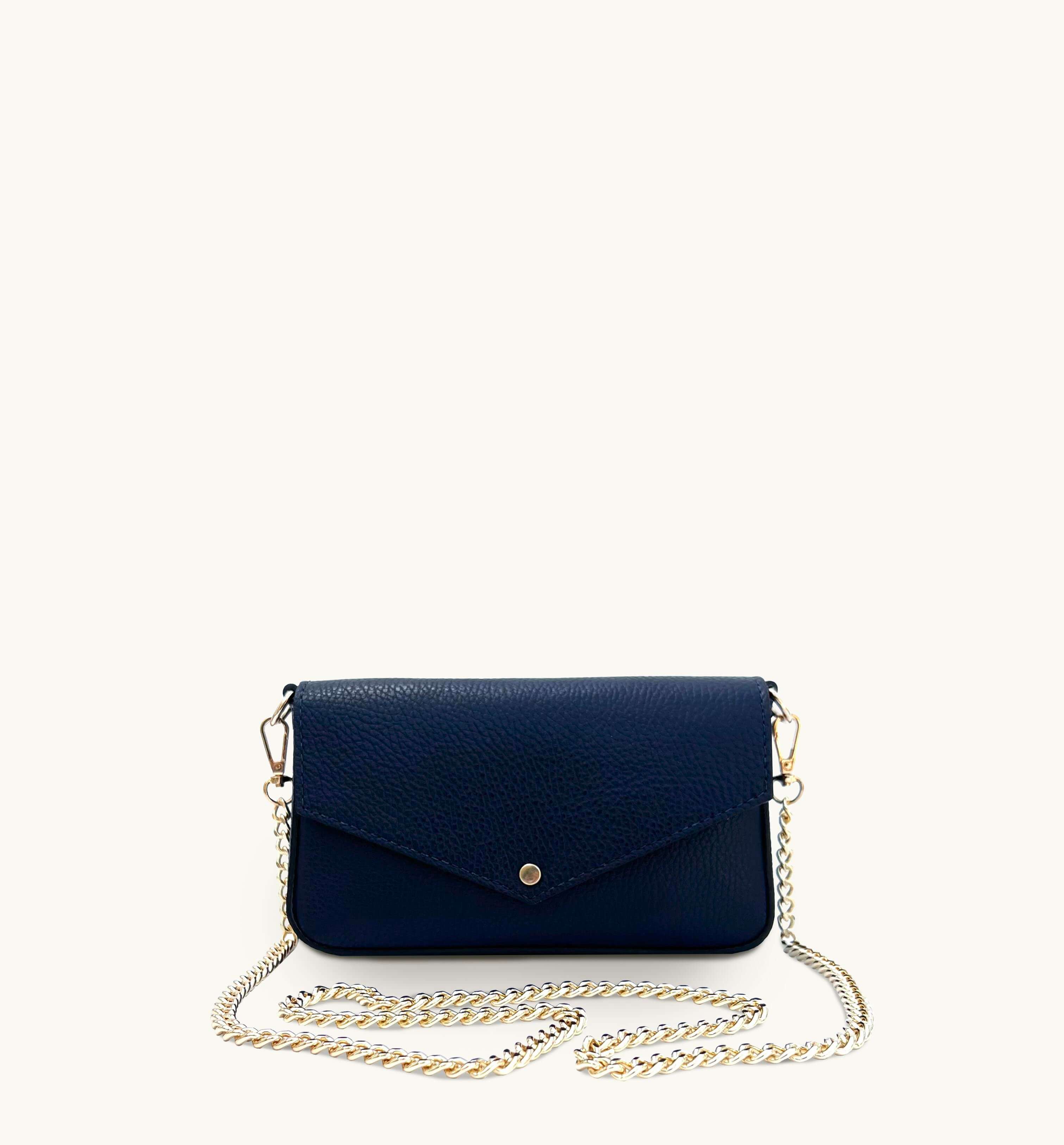 Apatchy London The Munro Navy Leather Shoulder Bag