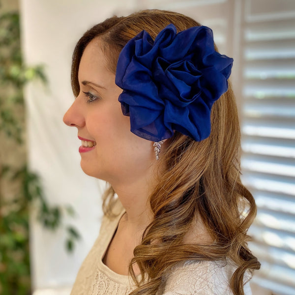 QueenMee Navy Corsage Rose Hair Clip Flower Hair Clip Flower Pin