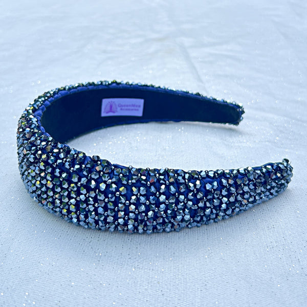 QueenMee Navy Sparkly Hair Band Wide Headband