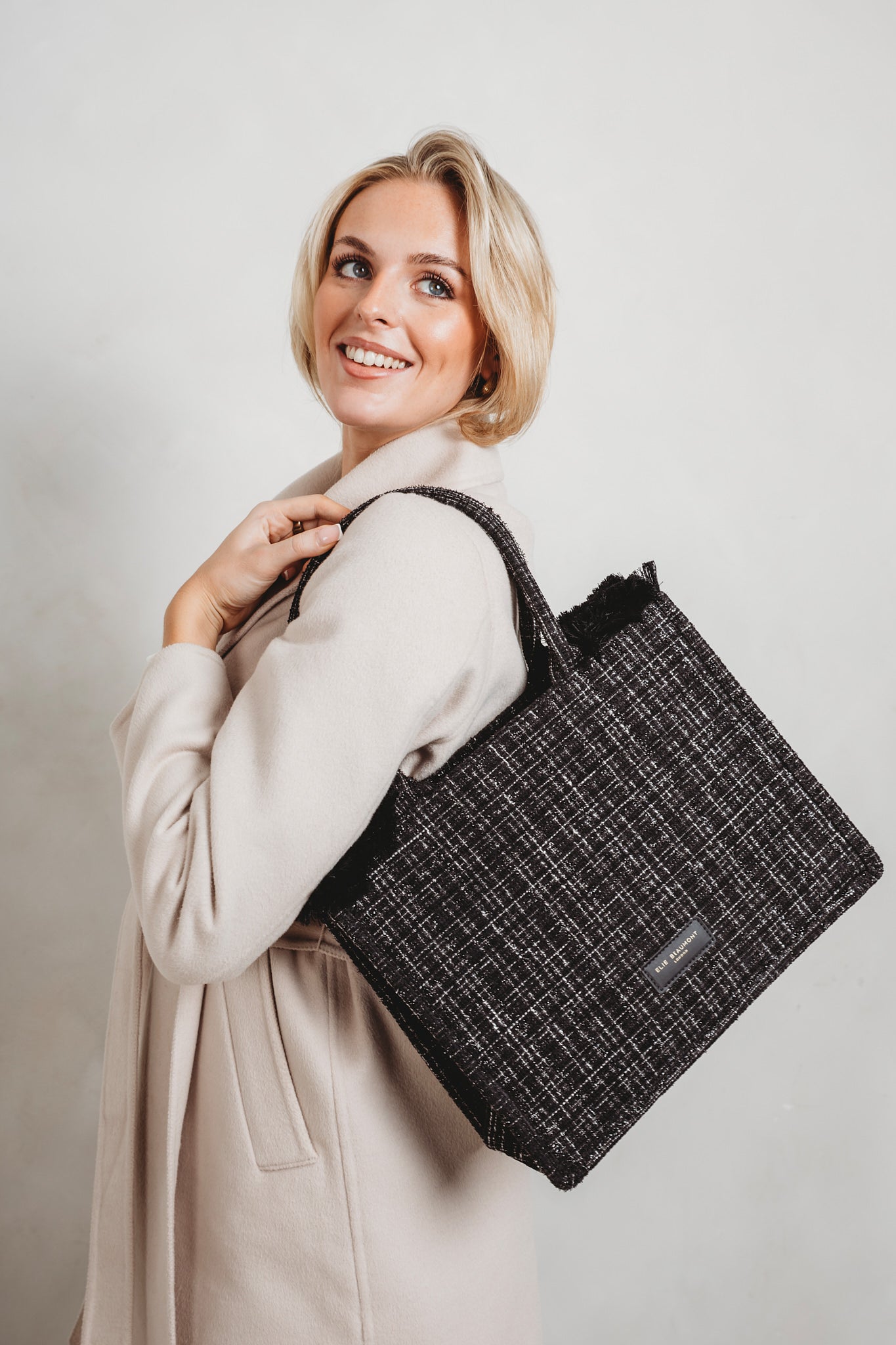 Elie Beaumont Fabric Tote - Black Checks