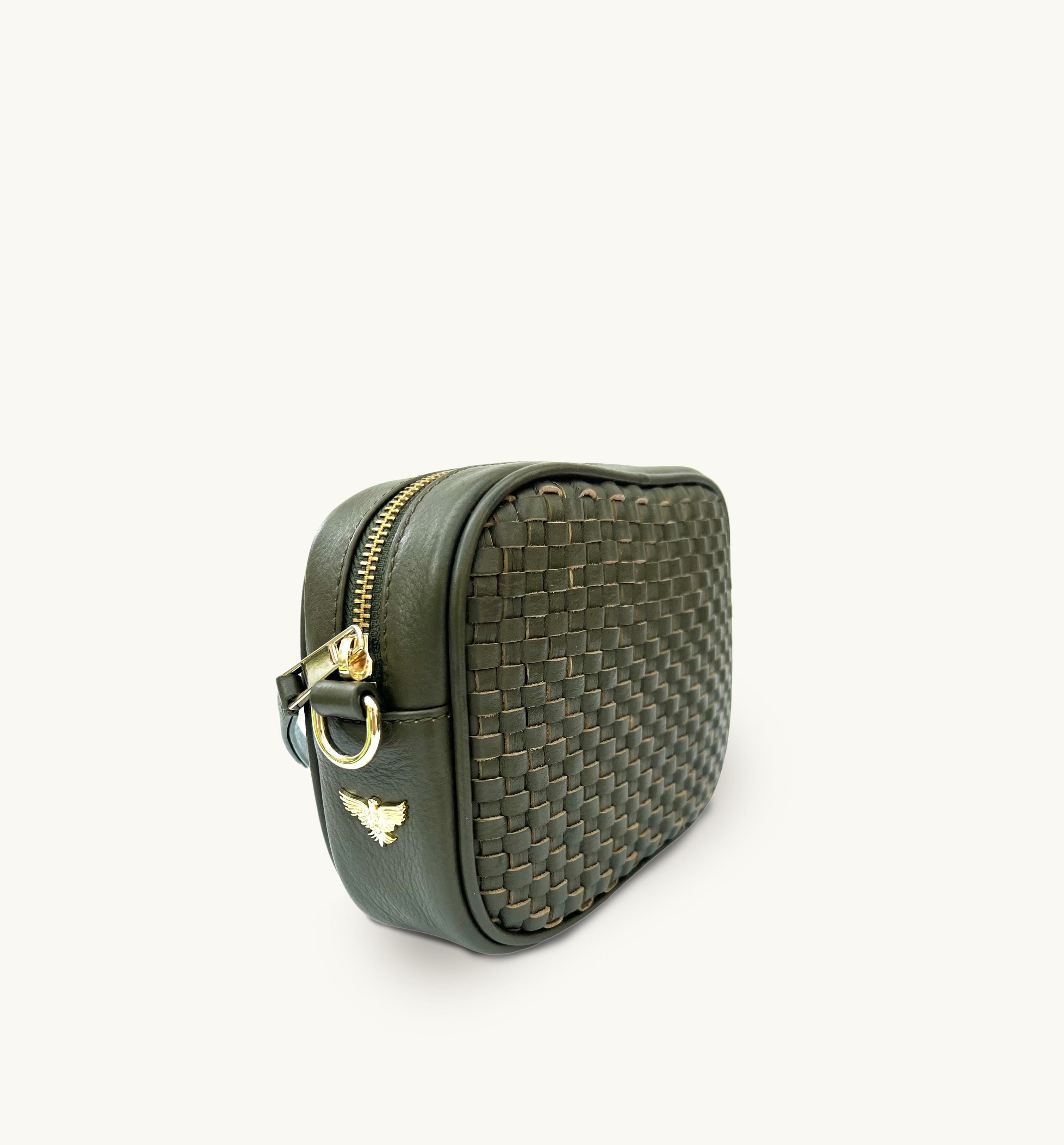 Apatchy London The Penelope Olive Woven Leather Camera Bag