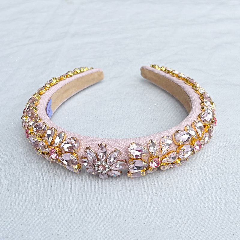 QueenMee Pink Jewelled Headpiece Crystal Headband